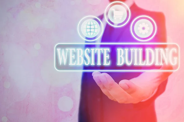 Text sign showing Website Building. Conceptual photo tools that typically allow the construction of pages. — Stock Photo, Image