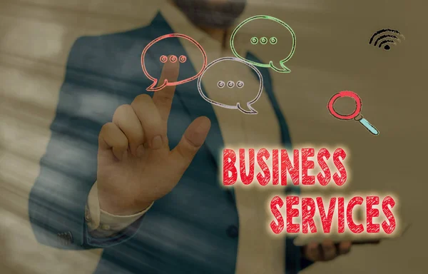 Κείμενο δείχνει Business Services. Εννοιολογική φωτογραφία Παρέχει άυλα προϊόντα Λογιστική IT Λογιστική. — Φωτογραφία Αρχείου