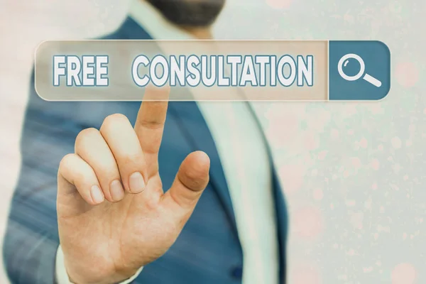 Tekstbord met gratis consultatie. Conceptuele foto Het geven van medische en juridische discussies zonder loon. — Stockfoto