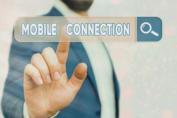 Text sign showing Mobile Connection. Conceptual photo Secure universal login solution using mobile phone.
