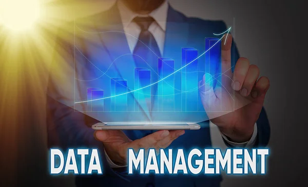 Texto manuscrito Gestión de datos. Concepto significado La práctica de organizar y mantener los procesos de datos . —  Fotos de Stock