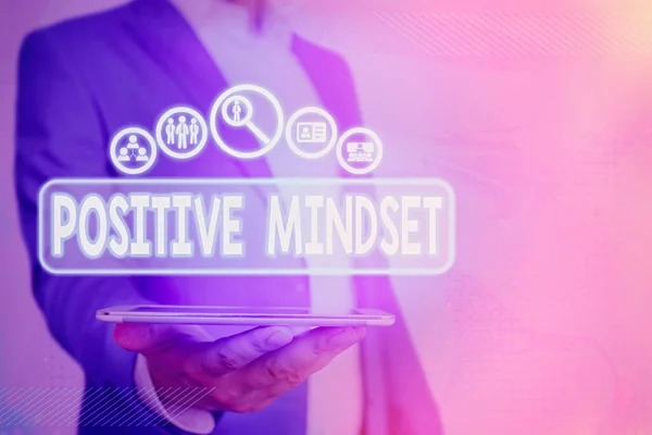 Handwriting text Positive Mindset. Concept meaning mental and emotional attitude that focuses on bright side. — Stock Photo, Image