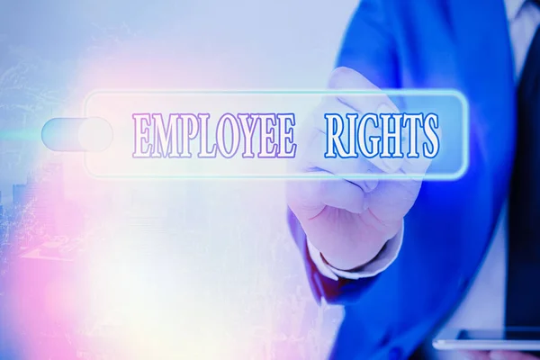 Note d'écriture montrant les droits des employés. Photo d'entreprise montrant tous les employés ont des droits fondamentaux dans leur propre lieu de travail . — Photo