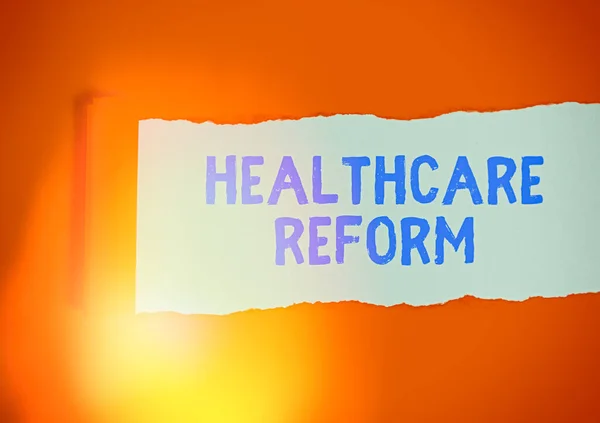 Manuscrito texto escrevendo Healthcare Reform. Conceito significado Inovação e Melhoria no Programa de Qualidade da Assistência . — Fotografia de Stock