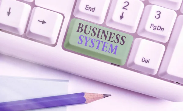 Conceptual hand writing showing Business System. Business photo showcasing A method of analyzing the information of organizations. — Stock Photo, Image