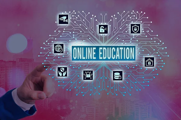 Szövegírás szöveg Online oktatás. A tanulás megkönnyítésének üzleti koncepciója és etikai gyakorlata. — Stock Fotó
