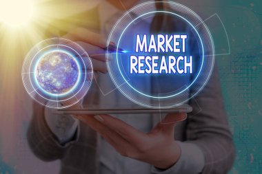 Piyasa araştırmasını gösteren kavramsal el yazısı. İş fotoğrafı metni NASA tarafından desteklenen bu görüntünün tüketicileri hakkında bilgi toplama eylemi.