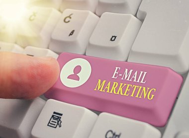 Writing note showing Email Marketing. Business photo showcasing Sending a commercial message to a group of showing using mail. clipart