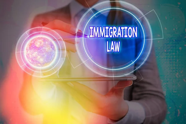 Göçmenlik Kanunu 'nu gösteren kavramsal el yazısı. Bir vatandaşın iş fotoğrafı metni göçü NASA tarafından desteklenen bu görüntünün seyahat unsurlarının yapımında yasaldır.. — Stok fotoğraf