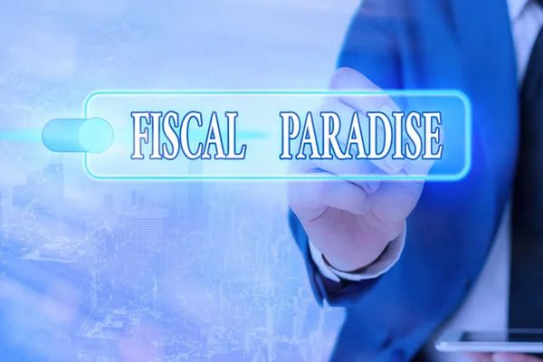 Una nota scritta che mostra il Paradiso Fiscale. Business photo showcase Lo spreco di denaro pubblico è un argomento di grande preoccupazione . — Foto Stock