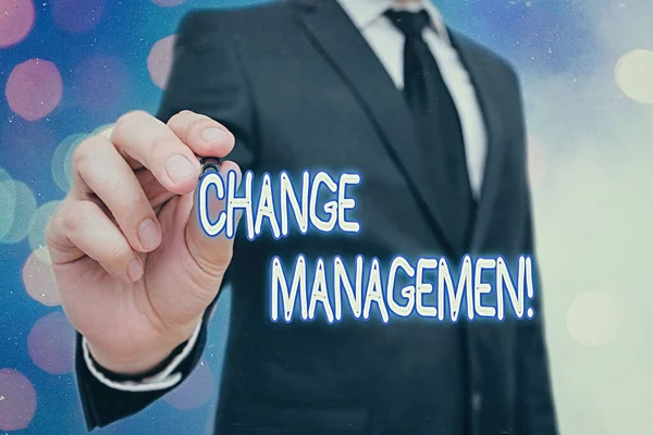 Word writing text Change Management. Geschäftskonzept für Führungswechsel in einer Organisation Neue Richtlinien. — Stockfoto