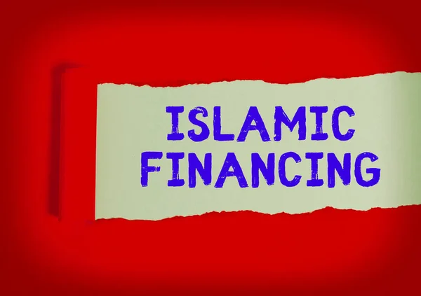 Escritura a mano texto escrito financiación islámica. Concepto que significa actividad bancaria e inversión que cumple con la sharia . — Foto de Stock