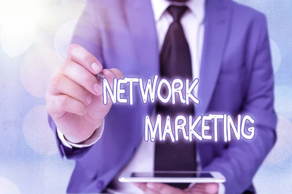 Slovo psaní textu Network Marketing. Obchodní koncept pro Pyramida Prodej Multi úroveň obchodování zboží a služeb. — Stock fotografie