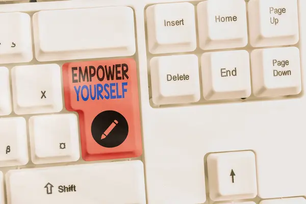 Text sign showing Empower Yourself. Conceptual photo taking control of life setting goals positive choices. — Stock Photo, Image