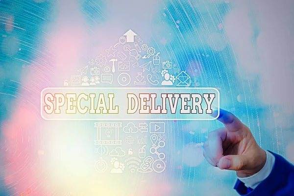 Handschriftliche Textschreiben Special Delivery. Konzept bedeutet, Produkte oder Dienstleistungen an jedem Ort direkt nach Hause zu bringen. — Stockfoto
