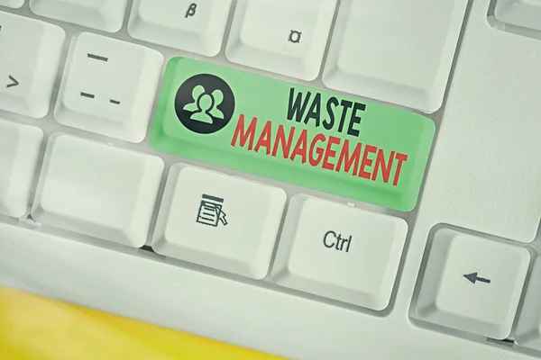 文字写作废物管理。管理垃圾初期到最终处置所需行动的业务概念. — 图库照片