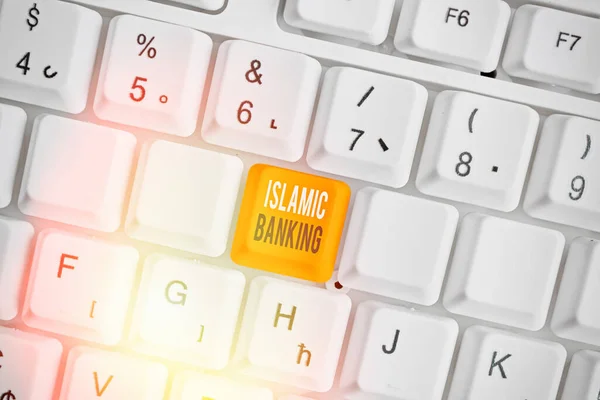 Writing note showing Islamic Banking. Business photo showcasing Banking system based on the principles of Islamic law. — Stock Photo, Image