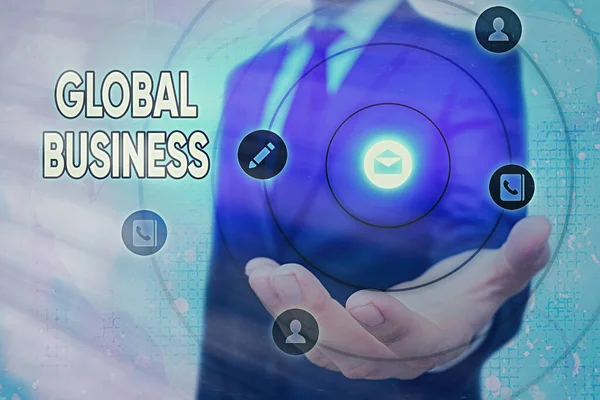 Sms 'je met Global Business. Conceptuele foto Handel en bedrijfssysteem een bedrijf doen over de hele wereld. — Stockfoto
