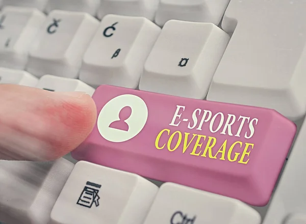 Γραπτό σημείωμα που δείχνει E Sports Coverage. Business photo showcasing Αναφορά ζωντανά στο τελευταίο αθλητικό διαγωνισμό Broadcasting. — Φωτογραφία Αρχείου