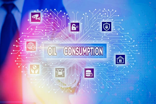 Wortschreibtext Ölverbrauch. Geschäftskonzept für diesen Eintrag ist der Gesamtverbrauch an Öl in Barrel pro Tag. — Stockfoto