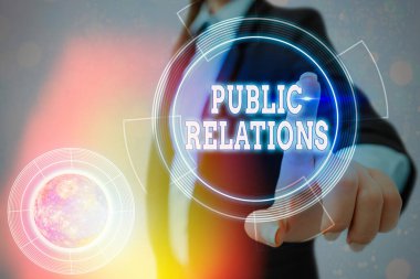 Halkla İlişkileri gösteren kavramsal el yazısı. NASA tarafından desteklenen bu görüntünün bireysel elementleri arasındaki bilginin yayılmasını yönetmek için iş fotoğrafı gösterme pratiği.