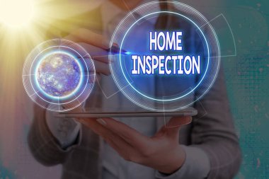 Conceptual hand writing showing Home Inspection. Business photo text Examination of the condition of a home related property Elements of this image furnished by NASA. clipart