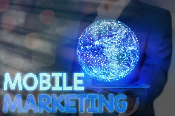 Handwriting text Mobile Marketing. Concept meaning technique focused reaching audience on their smart device Elements of this image furnished by NASA. — Stock Photo, Image