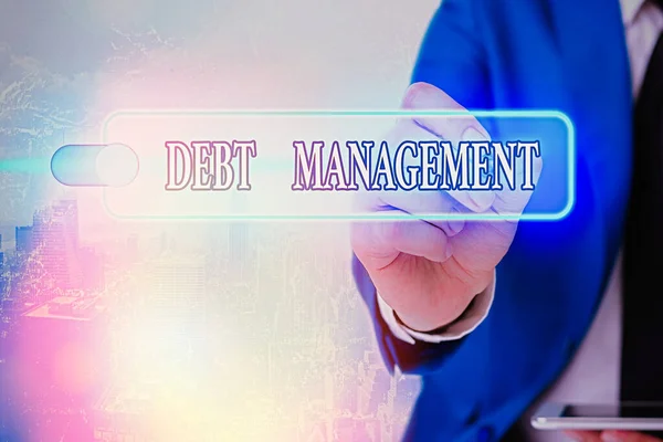 Nota de redacción que muestra la gestión de la deuda. Exposición de fotos de negocios El acuerdo formal entre un deudor y un acreedor . — Foto de Stock