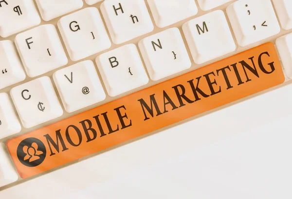 Word writing text Mobile Marketing. Business concept for technique focused reaching audience on their smart device. — Stock Photo, Image