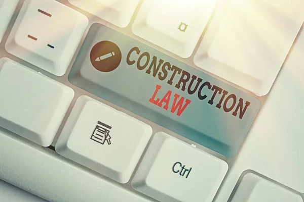 Texto manuscrito Ley de Construcción. Concepto significado se ocupa de asuntos relacionados con la construcción y campos relacionados . — Foto de Stock