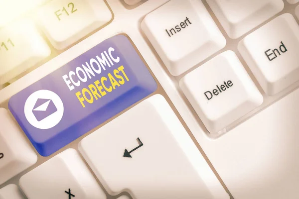 Handwriting text writing Economic Forecast. Concept meaning Process of making predictions about the economy condition. — Stock Photo, Image
