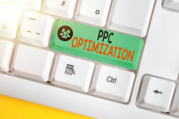 Tekst schrijven Ppc Optimalisatie. Bedrijfsconcept voor het verbeteren van zoekmachine platform voor betalen per klik. — Stockfoto