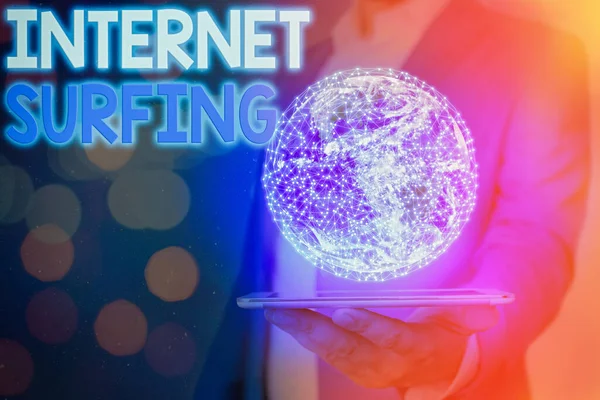 Χειρόγραφο κείμενο Internet Surfing. Έννοια σημαίνει περιήγηση σε εκατοντάδες ιστοσελίδες χρησιμοποιώντας οποιοδήποτε εγκατεστημένο πρόγραμμα περιήγησης Στοιχεία αυτής της εικόνας που παρέχεται από τη NASA. — Φωτογραφία Αρχείου