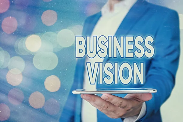 Segno di testo che mostra Business Vision. Foto concettuale far crescere il vostro business in futuro in base ai vostri obiettivi . — Foto Stock