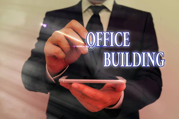 Текстовый знак с изображением офисного здания. Концептуальное фото Коммерческие здания используются в коммерческих целях . — стоковое фото