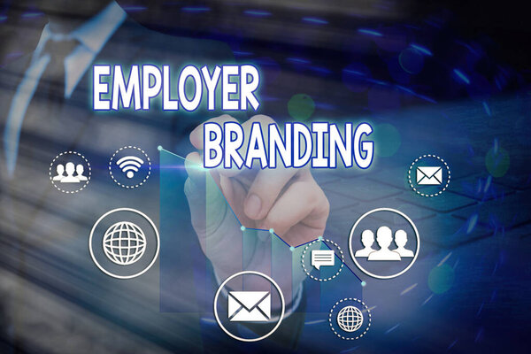 Концептуальный почерк, показывающий брендинг работодателя. Процесс популяризации репутации компании Building Reputation
.