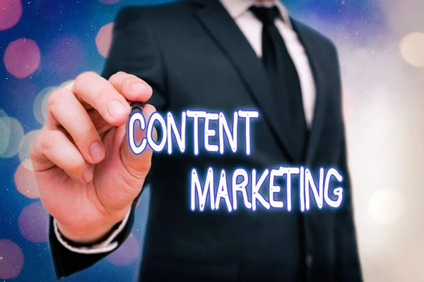 Word writing text Content Marketing. Business concept for Involves the creation and sharing of online material.