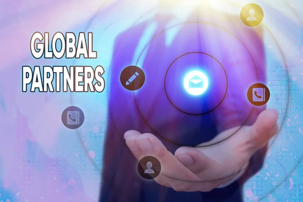 Teksten met Global Partners. Conceptuele foto Twee of meer bedrijven uit verschillende landen werken samen. — Stockfoto