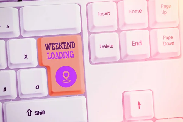 Handwriting text Weekend Loading. Concept meaning Starting Friday party relax happy time resting Vacations.