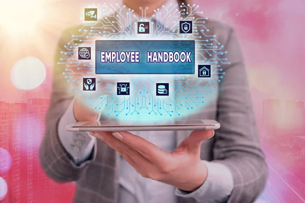 Conceptual hand writing showing Employee Handbook. Business photo text Document that contains an operating procedures of company.