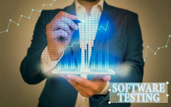 Text sign showing Software Testing. Conceptual photo investigation provide information about the quality of it.