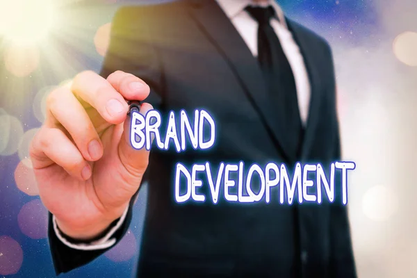 Word writing text Brand Development. Business concept for Defining the product to excel in the market Promoting.