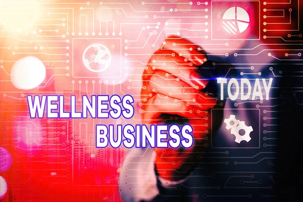 Texto de escritura de palabras Wellness Business. Concepto de negocio para emprendimiento profesional enfocando la salud de la mente y el cuerpo . —  Fotos de Stock