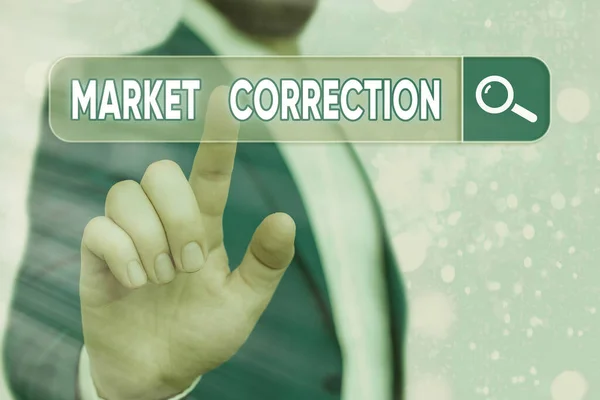 Text sign showing Market Correction. Conceptual photo When prices fall 10 percent from the 52 week high.