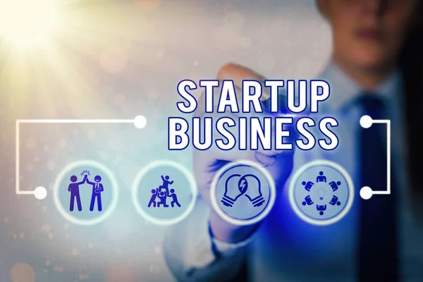 A Startup Business-t bemutató jegyzet. Üzleti fotó bemutató Elkötelezettség egy új Venture Fresh Trading and Selling. — Stock Fotó