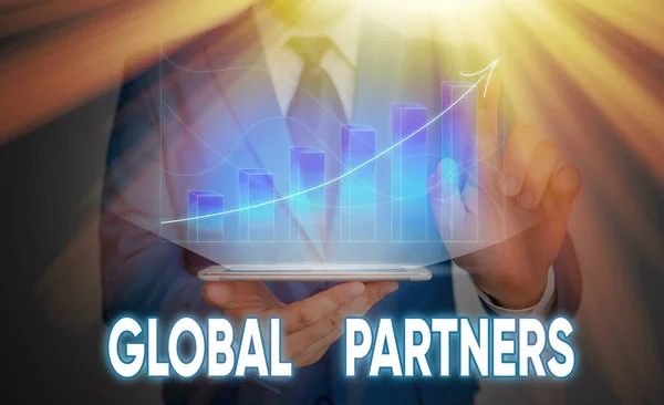 Global Partners 'ın el yazısı metni. Kavram, farklı ülkelerden iki ya da daha fazla firmanın takım olarak çalıştığı anlamına gelir.. — Stok fotoğraf