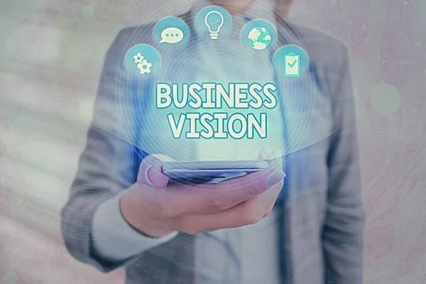 Text sign showing Business Vision. Conceptual photo grow your business in the future based on your goals.