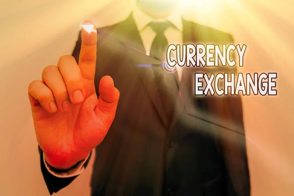 Word writing text Currency Exchange. Geschäftskonzept für den Prozess der Umwandlung einer Währung in eine andere ForEx. — Stockfoto