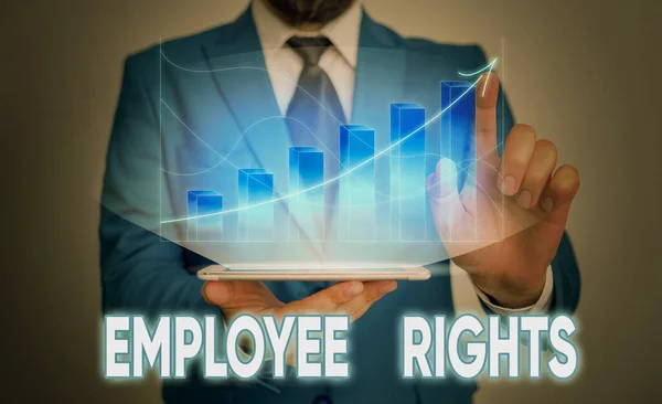 Texte manuscrit Droits des employés. Signification du concept Tous les employés ont des droits fondamentaux sur leur lieu de travail . — Photo