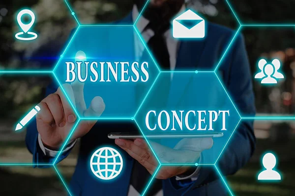 Schrijfbriefje met Business Concept. Zakelijke foto presentatie van nieuwe productbenadering van marketing of het leveren van het. — Stockfoto